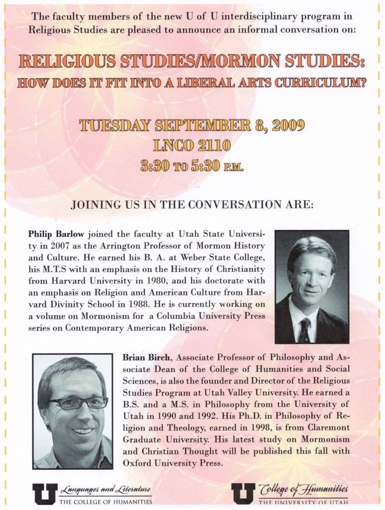Informal Discussion-Religious and Mormon Studies Informal Discussion-Religious and Mormon Studies